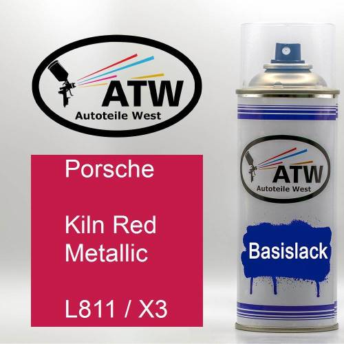 Porsche, Kiln Red Metallic, L811 / X3: 400ml Sprühdose, von ATW Autoteile West.